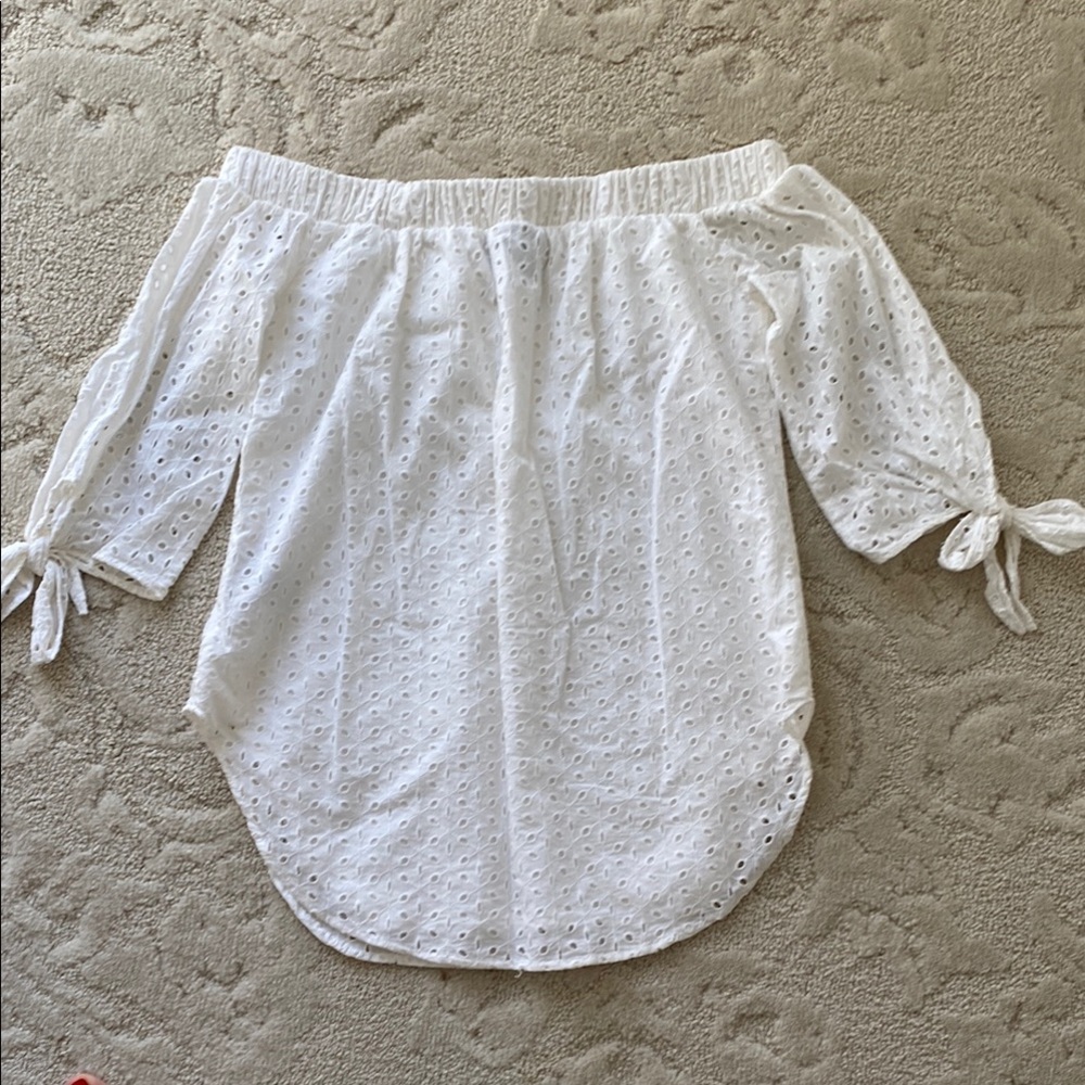 White Eyelet Off-Shoulder Top